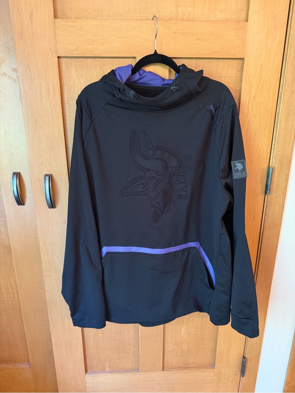 UNRL Men's Black Hoodie with Purple Trim - NFL Vikings Pullover
